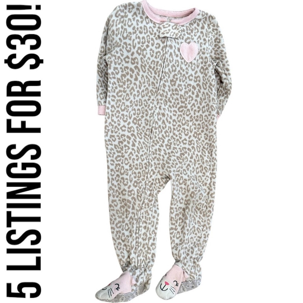 Carter’s Leopard Print Baby Toddler Girl Zip Footie One Piece Pajamas 18 Months